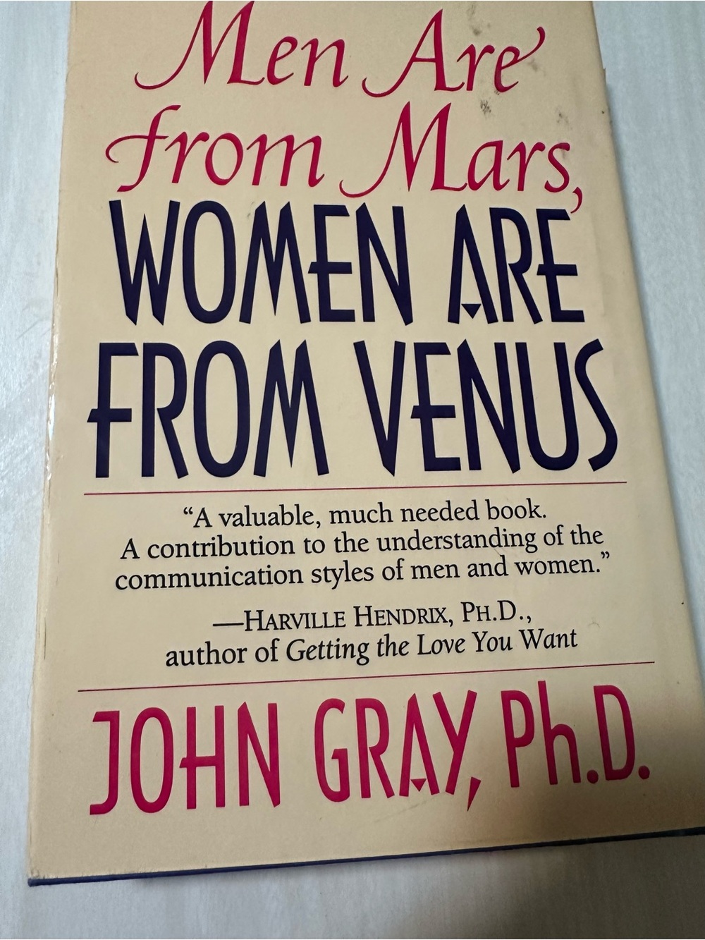 Men are from Mars, women are from Venus by John Gray PhD.